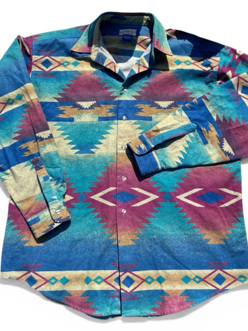 Vintage USA Ruff Hewn flannel shirt Aztec navajo Native 100% cotton southwestern